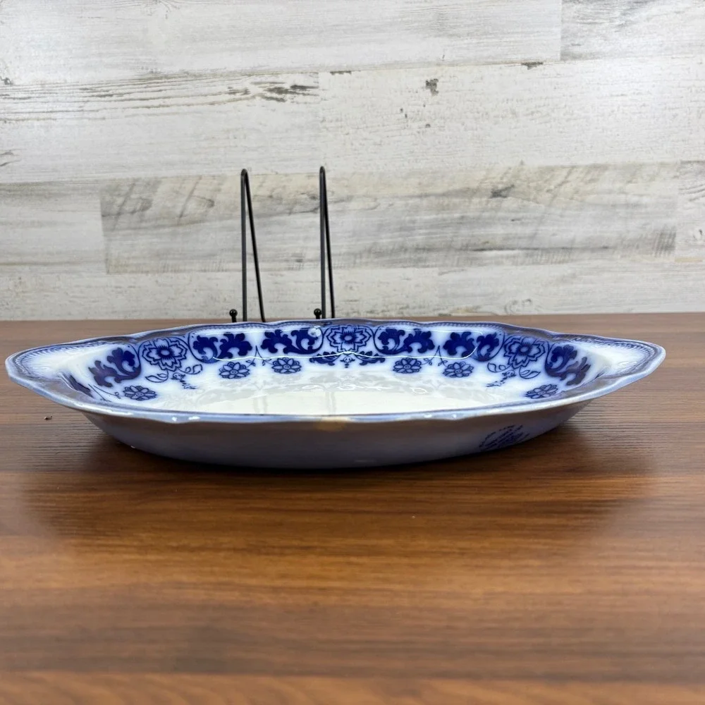 Antique Johnson Brothers Flow Blue Serving Platter 1899 14